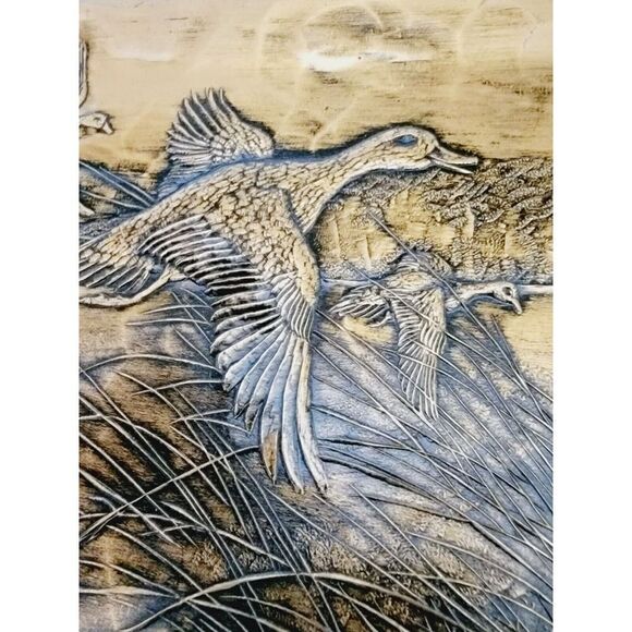 Bronze Hand Made Natale Grove City PA Vtg. Ltd. Edition Bronze Plate Duck Migrat - Picture 2 of 7